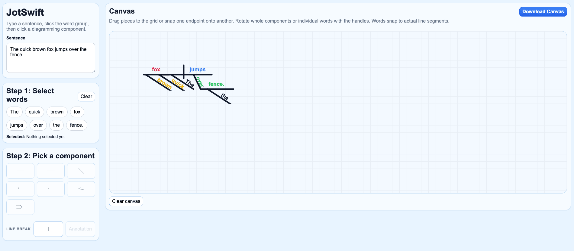 JotSwift app canvas in action